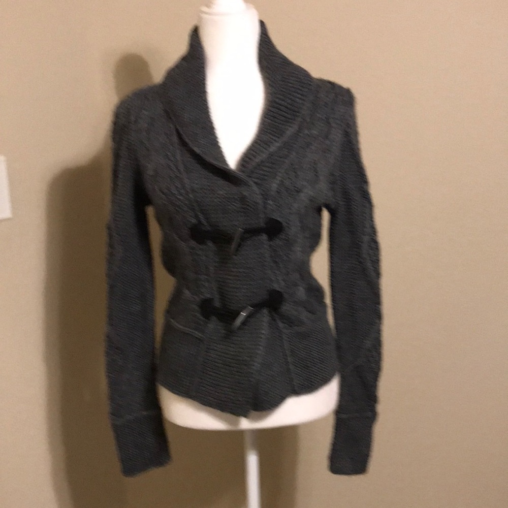 Loft - Dark grey sweater with faux leather closure